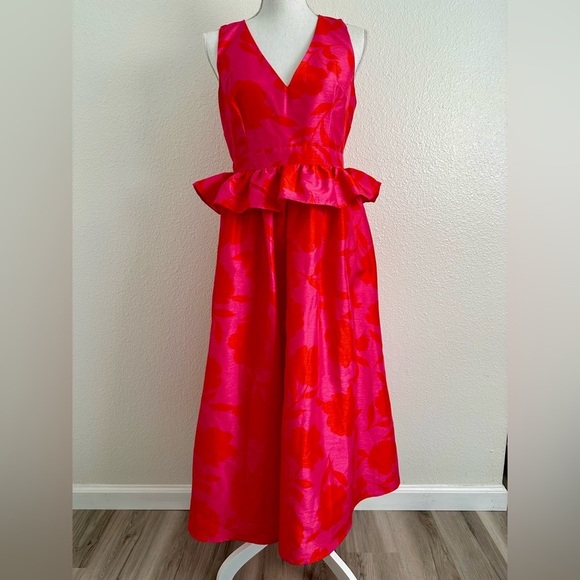 Kate Spade NY x Target Classic Rose Peplum Midi Dress Size 6 - Picture 4 of 14